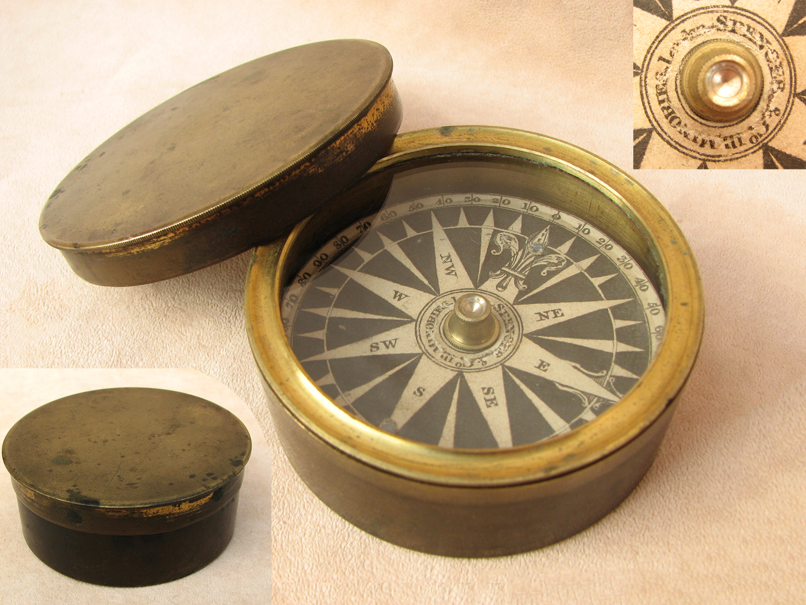 19th century explorers pocket compass by Spencer Browning & Co c1850